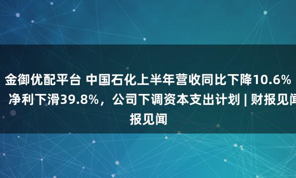 金御优配平台 中国石化上半年营收同比下降10.6%，净利下滑39.8%，公司下调资本支出计划 | 财报见闻