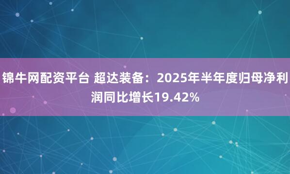 锦牛网配资平台 超达装备：2025年半年度归母净利润同比增长19.42%
