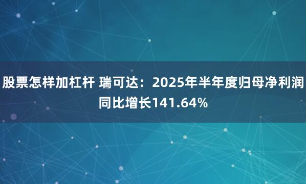 股票怎样加杠杆 瑞可达：2025年半年度归母净利润同比增长141.64%